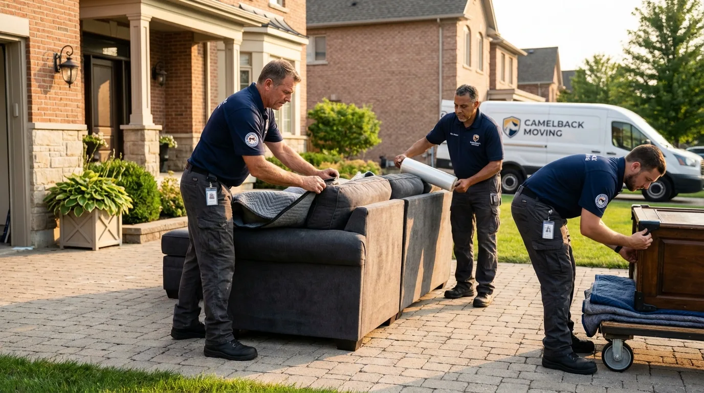 Large estate moving crew wrapping furniture in Gerber, CA